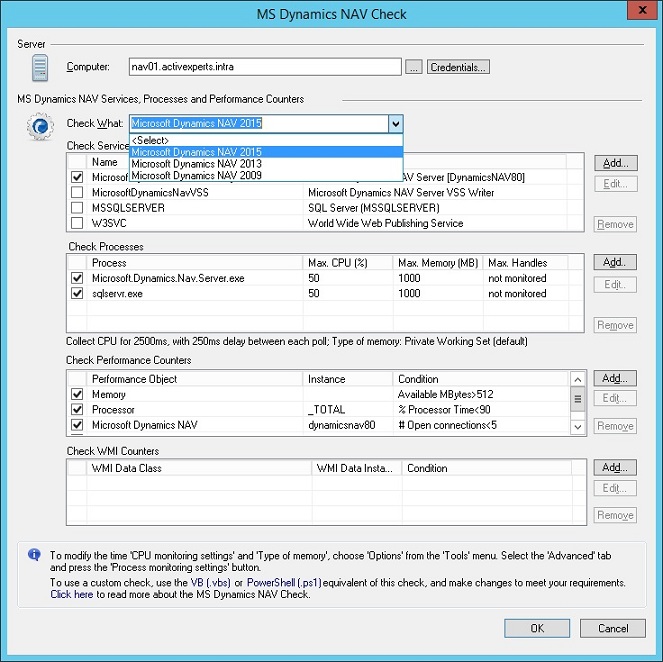 Monitor MS Dynamics NAV