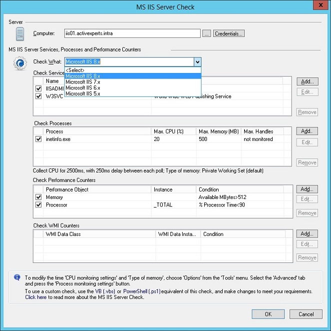 Monitor Microsoft IIS Server Services