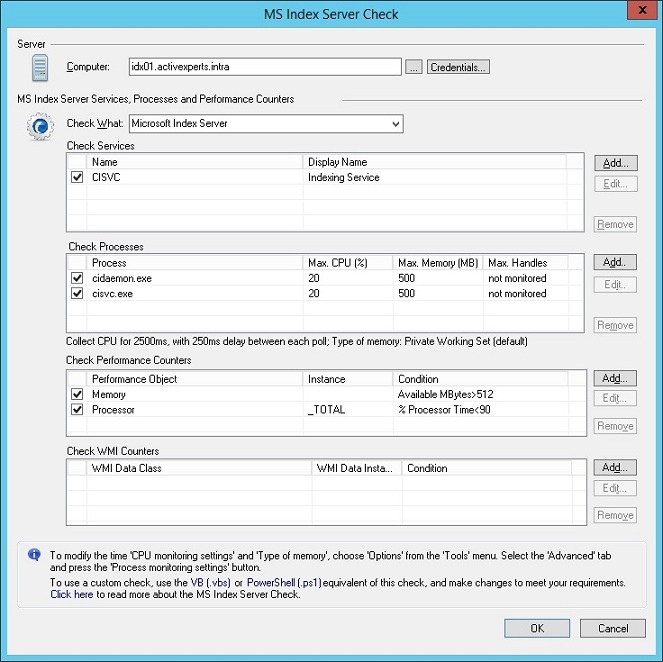 Monitor Microsoft Index Server