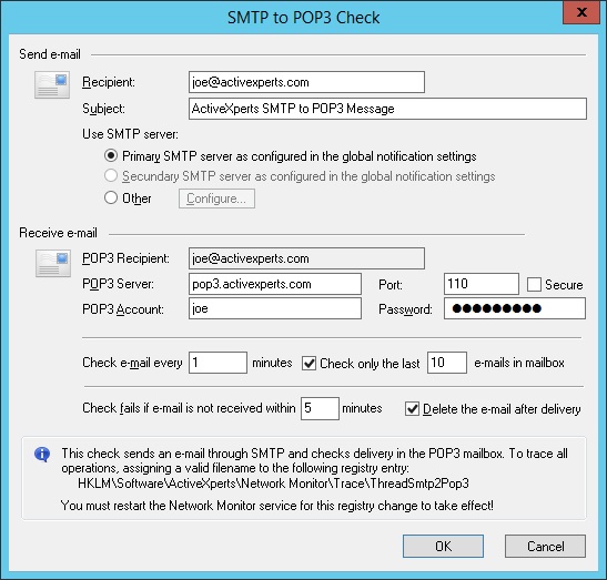 Monitor SMTP to POP3